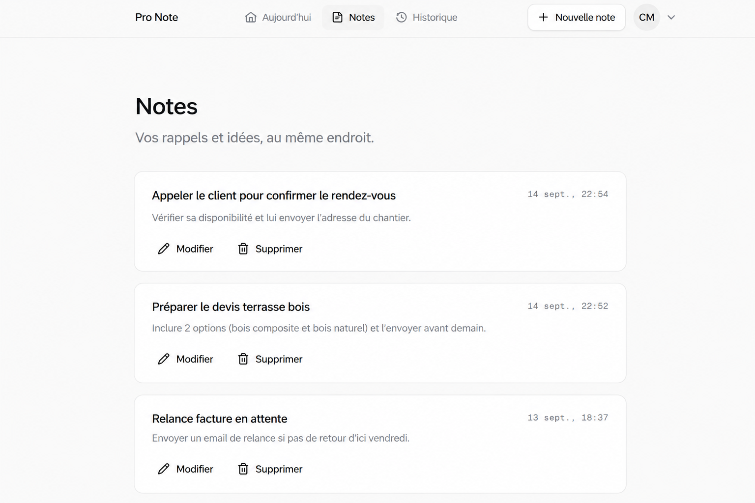 Interface Pro Note - Notes